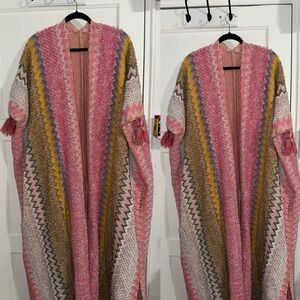 Multicolor Zigzag Pattern Women Long Sweater